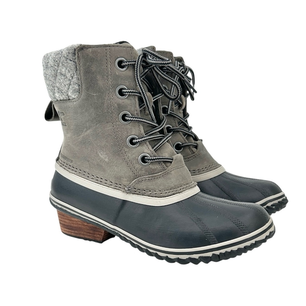 SOREL Slimpack II Lace Boot - Gray & Black Waterproof Rain Snow Duck Boots sz 8